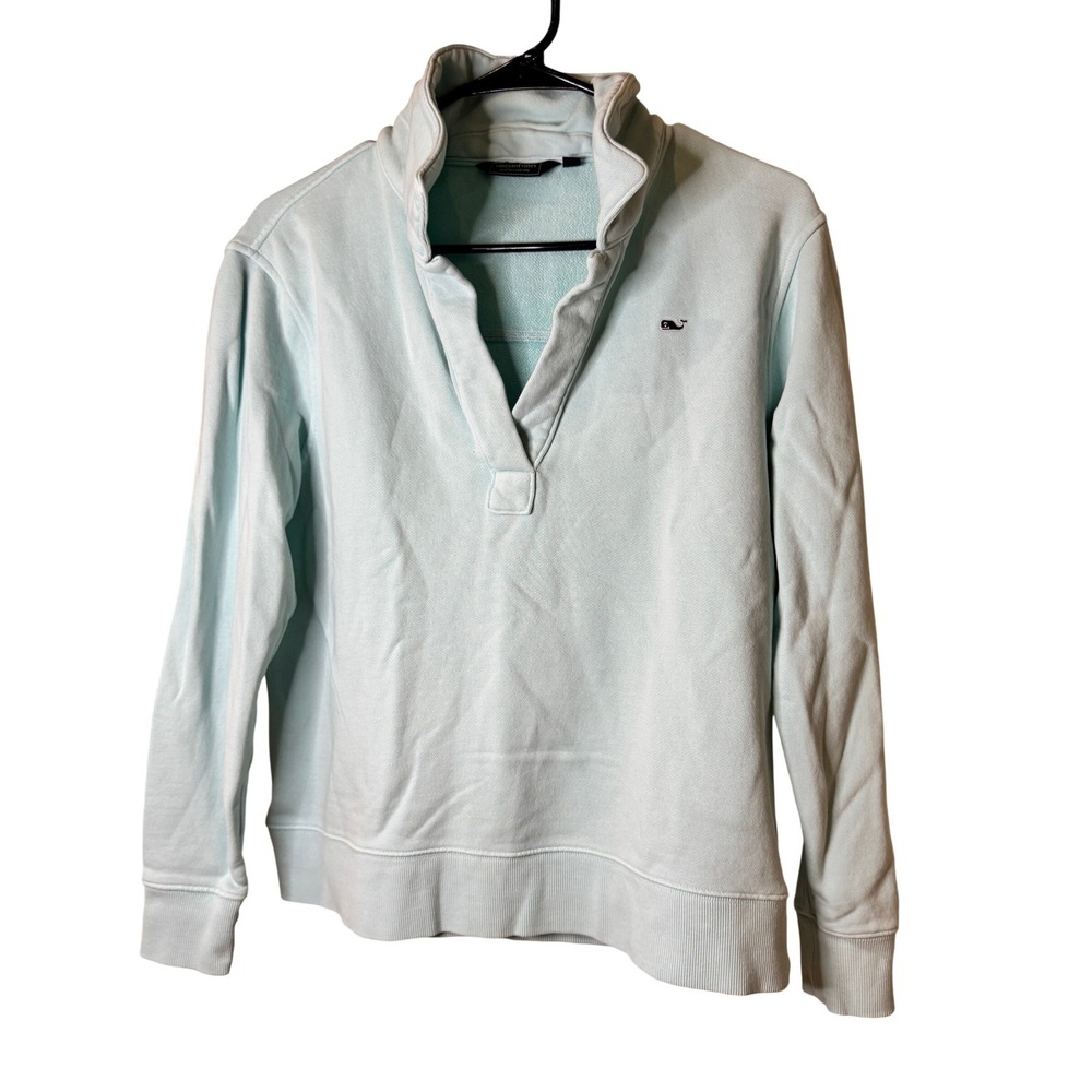 Vineyard Vines Womens‎ XS Light Mint Green French Terry Split Neck Shep Shirt